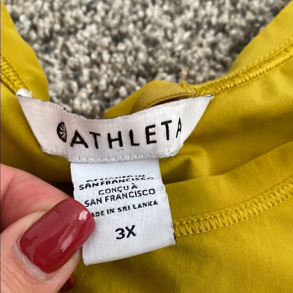 Athleta Ultimate Train Printed Tank Oxidized  Yellow Olive Plus Size 3X - Picture 4 of 7